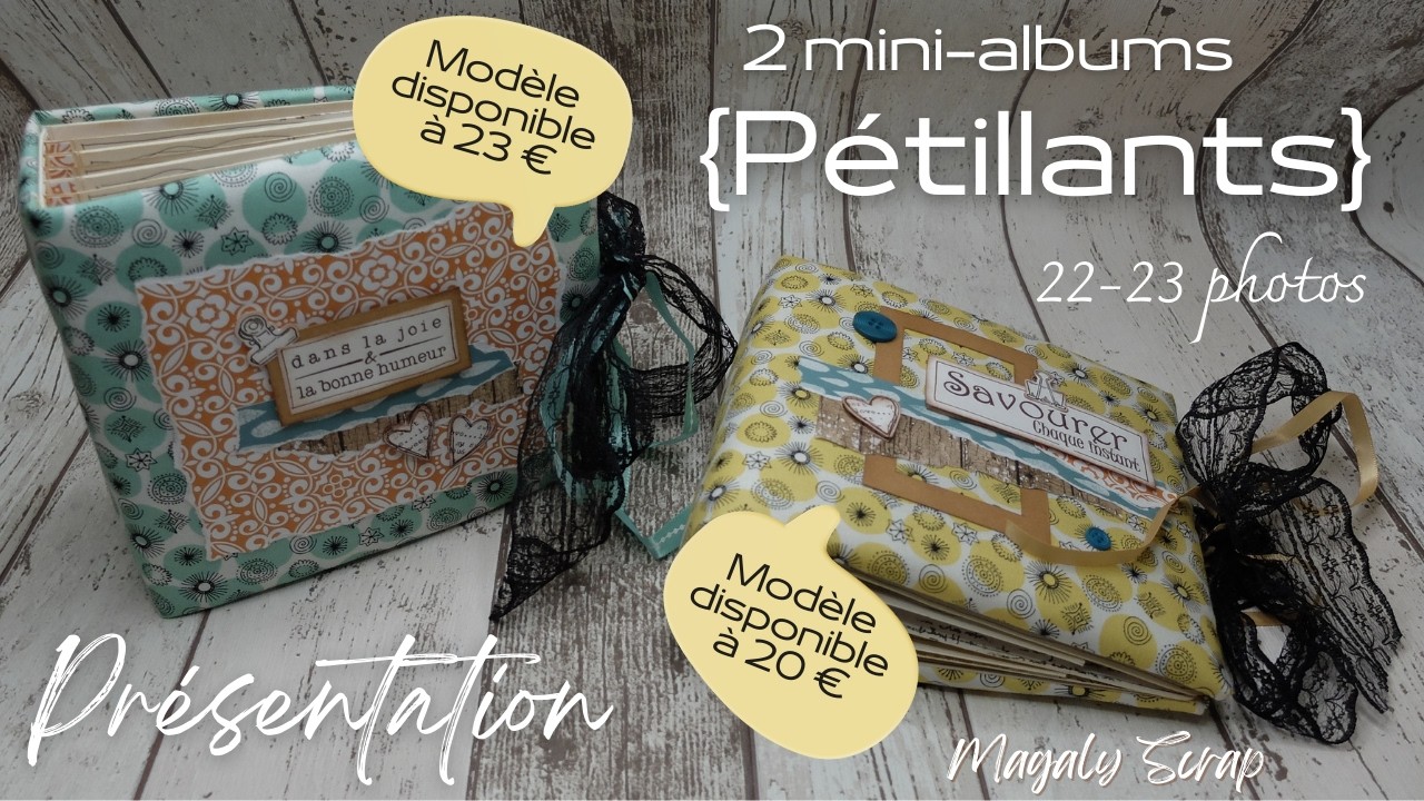 Deux mini-albums couv. tissu - encres et tamponnages