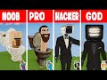 SKIBIDI TOILET CAMERAMAN TV MAN STATUE HOUSE BUILD CHALLENGE - NOOB vs PRO vs HACKER vs GOD