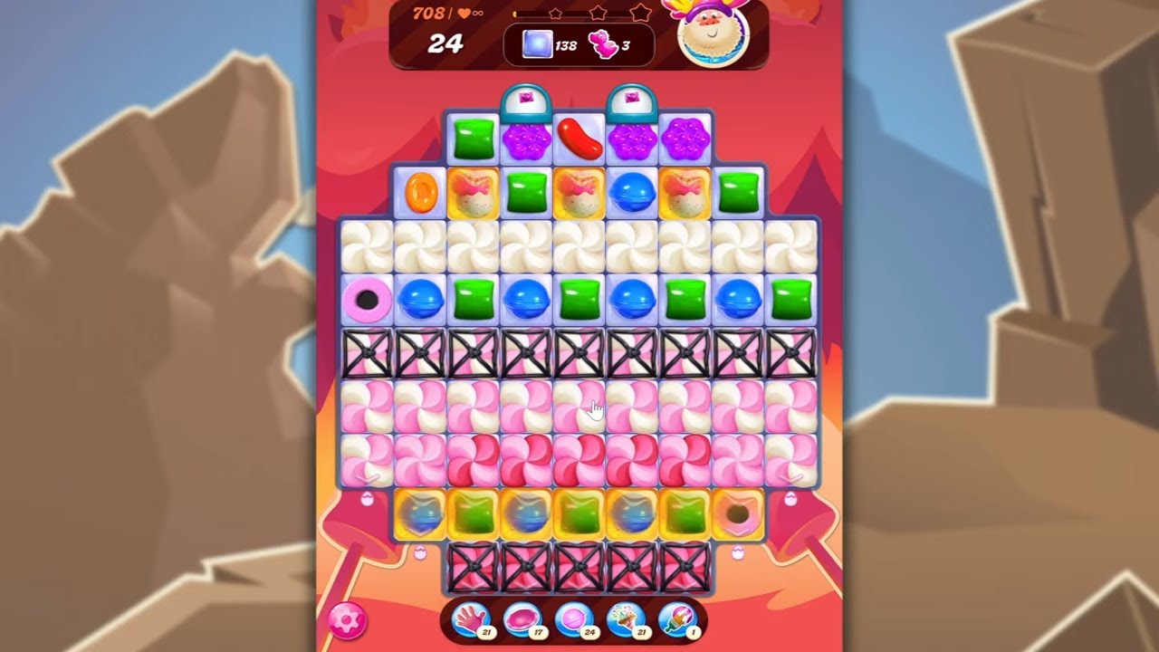 Candy Crush Saga LEVEL 708 NO BOOSTERS (new version)🐟☑️