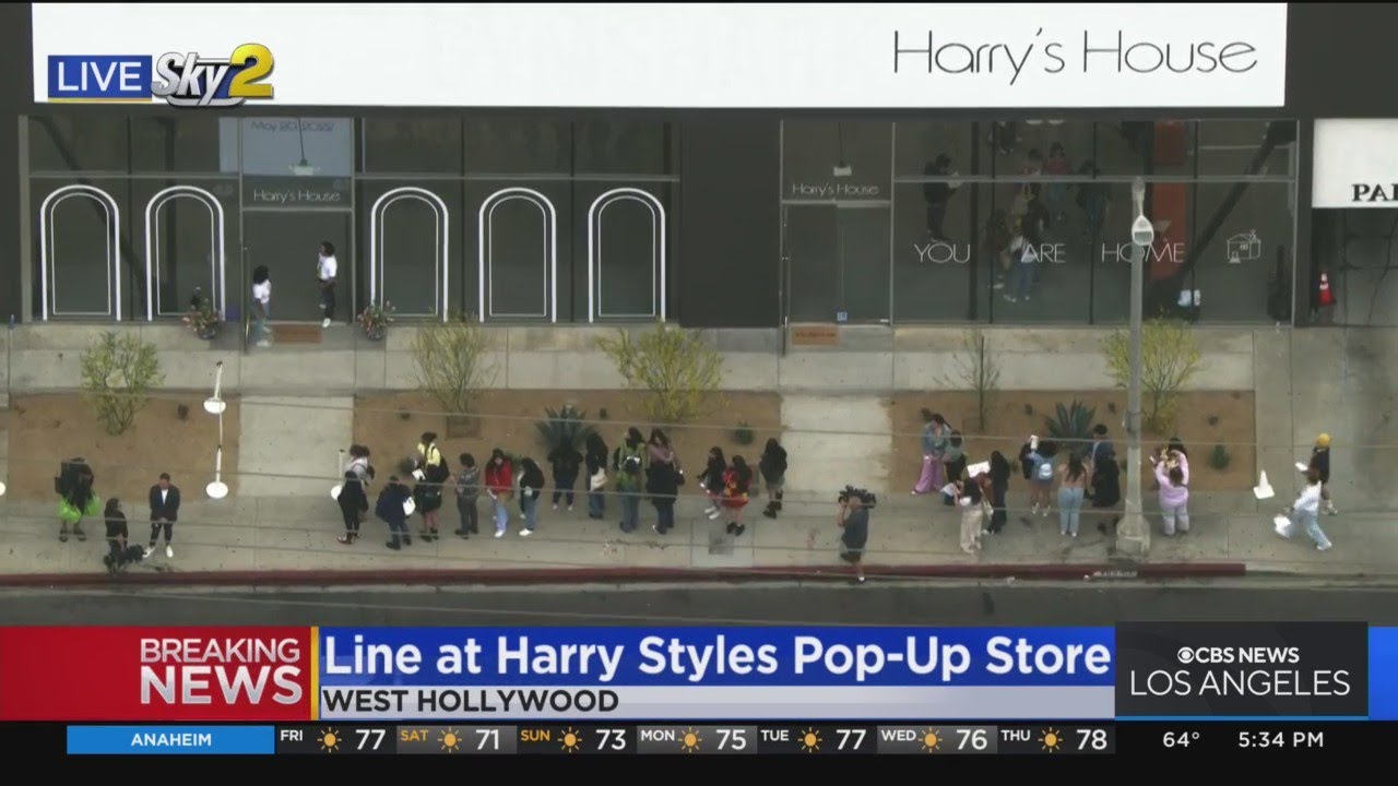 Hundreds line up to enter Harry's House, a Harry Styles pop-up store in  WeHo 