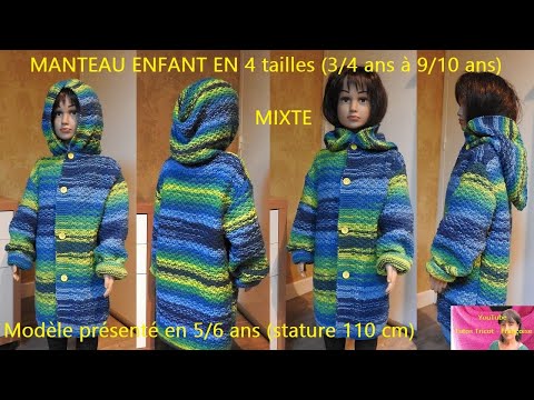 Manteau à Capuche En Laine Tricot Vintage Pour Enfant - Rouge, Occasion Très Bon état