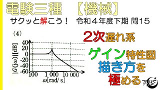 【電験三種】自動制御：2次遅れ系の伝達関数とゲイン特性図を極める【令和4年度 下期 機械 問15】