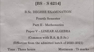 au degree 4th semester Mathematics "Linear Algebra" paper-5 in 2022