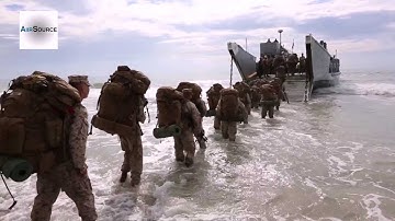 U.S. Marines Shore to Ship Movement. Hovercraft LCAC.