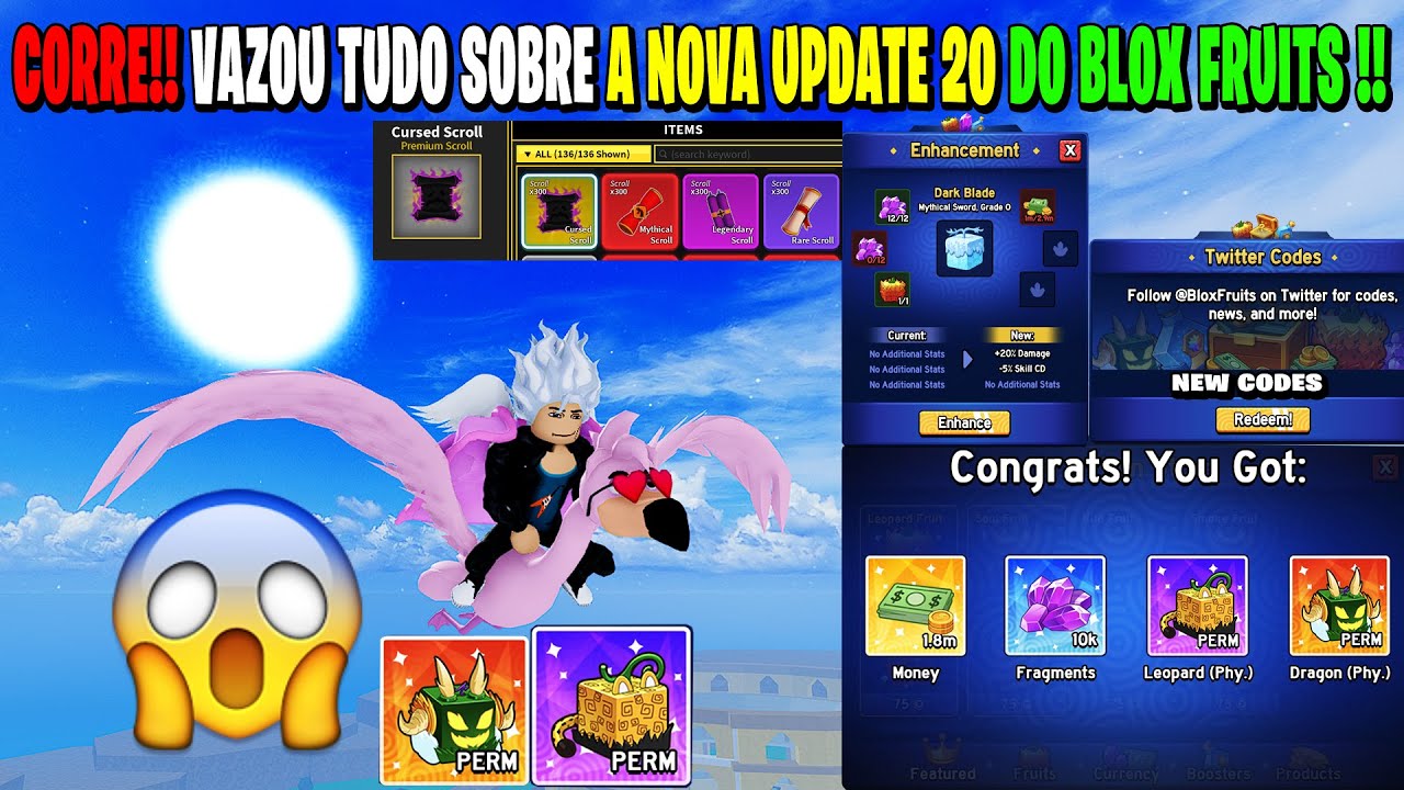 CORRE! VAZOU NOVO MAPA + CÓDIGO e TUDO SOBRE A NOVA UPDATE 2.0 DO BLOX  FRUITS NOVAS FRUTAS 