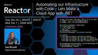 Automating our Infrastructure with Code – Lets Make a Cloud App with .NET