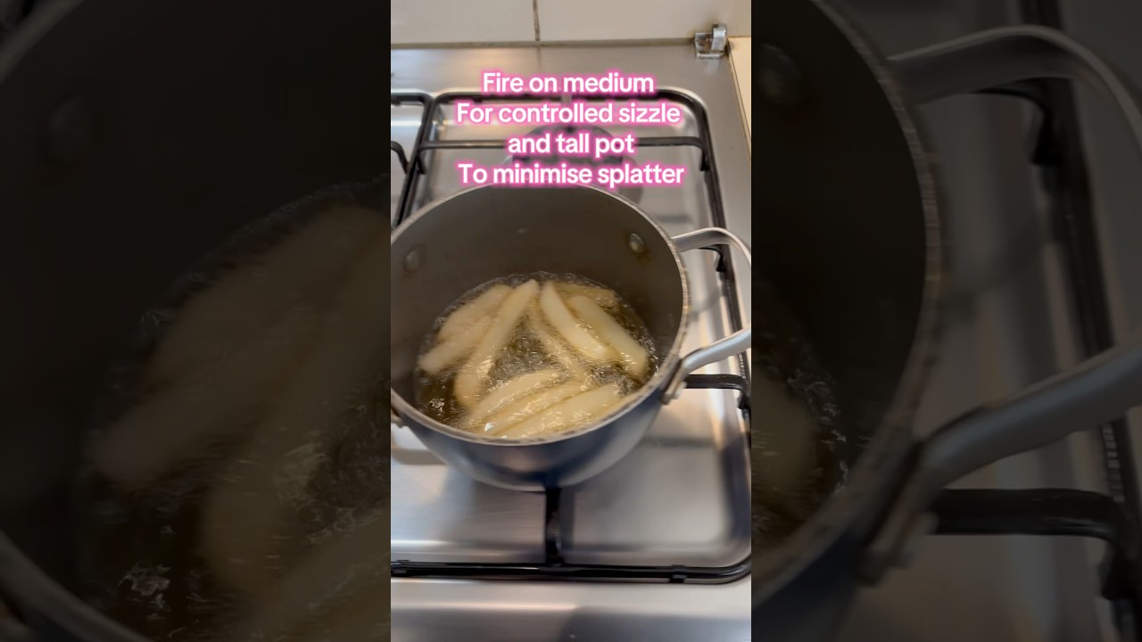 Deep fry frozen chips at home. 