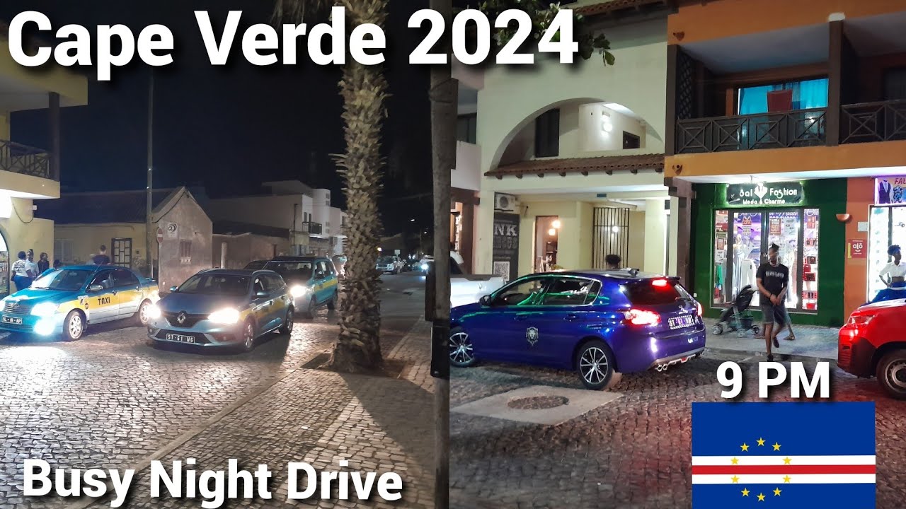 Sal Island 🏝 Cape Verde Busy Night Drive view/ Many cars 🚗 and bubbling with street lights on