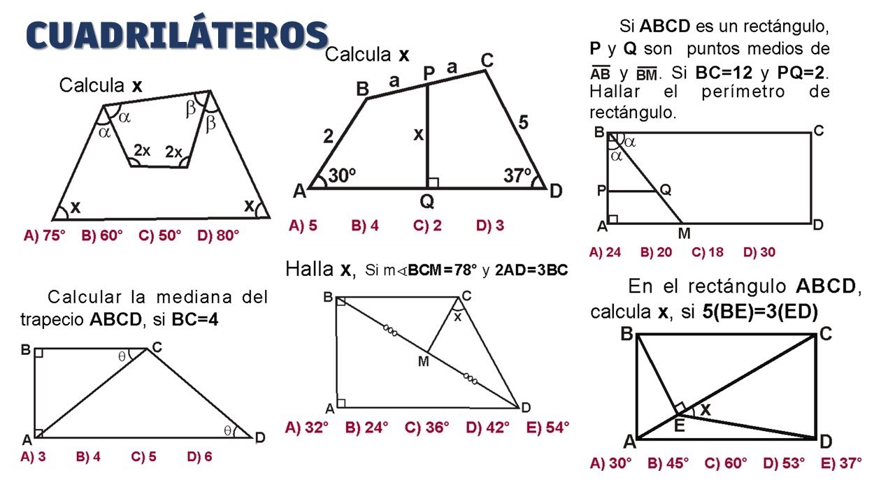 CUADRILATEROS EJERCICIOS RESUELTOS GEOMETRIA (NIVEL INTERMEDIO)