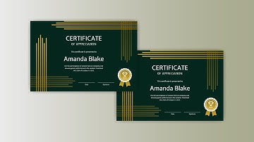 Design a Green & Gold Lines Appreciation Certificate for Free using Visual Paradigm InfoART