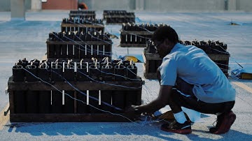This is what the behind the scenes of a major fireworks show looks like