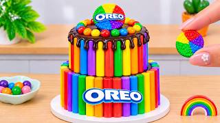 Mini Rainbow Cake Recipe With Chocolate How To Make Colorful Oreo Candy Cake HT Mini Cakes