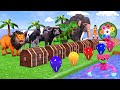 Mammoth elephant dinosaur cow gorilla lion balloon pop race game max level squeeze squid game doll