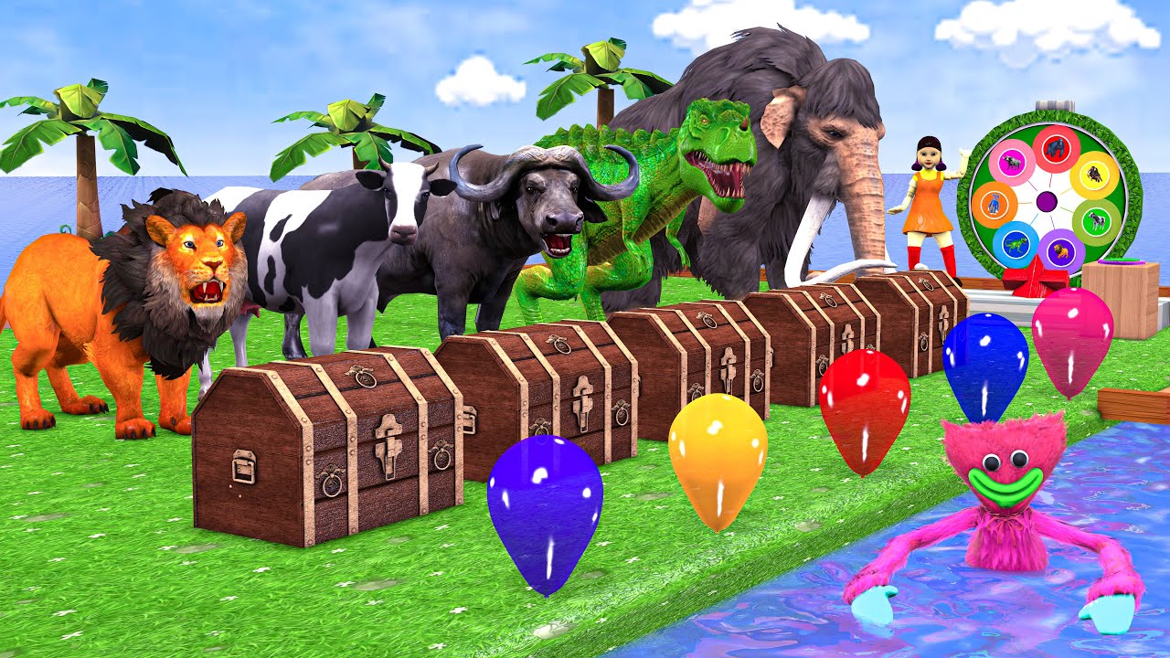 Choose The Right Gift Box Run Game With Elephant Cow Gorilla Buffalo Pig  Trex Wild Animals Games - YouTube