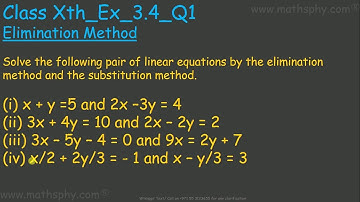 Substitution Method, Elimination Method CLASS 10, Linear Equations Two Variables Class 10 Ex 3.4 Q1