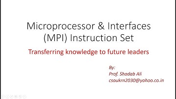 MPI Week-2 Lec-2 Microprocessor & Interfaces (MPI) 8085 Microprocessor Instruction Set
