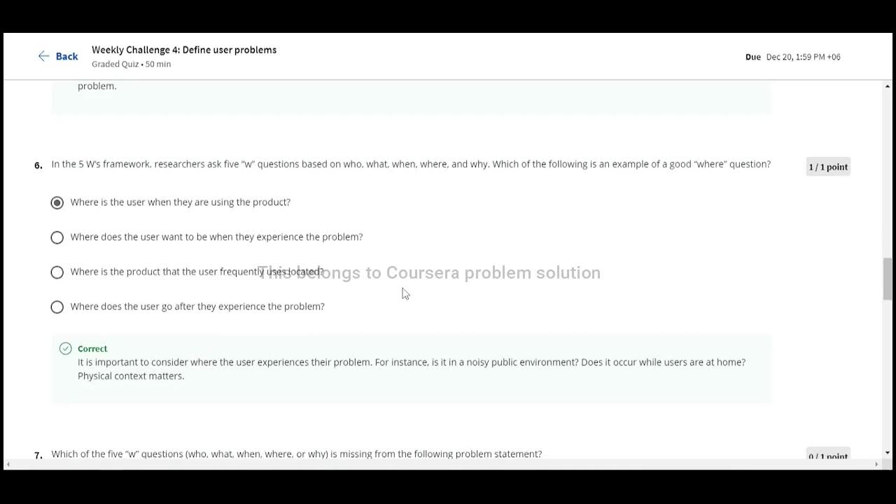 Weekly Challenge 4 Define user problems Introduction to Course 2