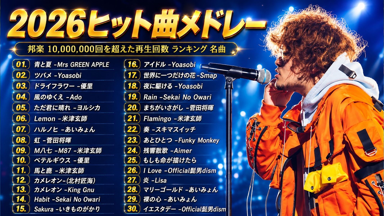 広告なし】有名曲Jpop メドレー 2026 ⚡邦楽 ランキング 2026 ⚡ 2026