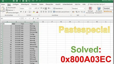 Solved: Excel Pastespecial Error HResult 0x800A03EC after copy