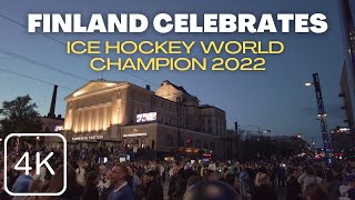 【4K】 City Walk After Finland Wins Ice Hockey World Championship of 2022 - Tampere, Finland