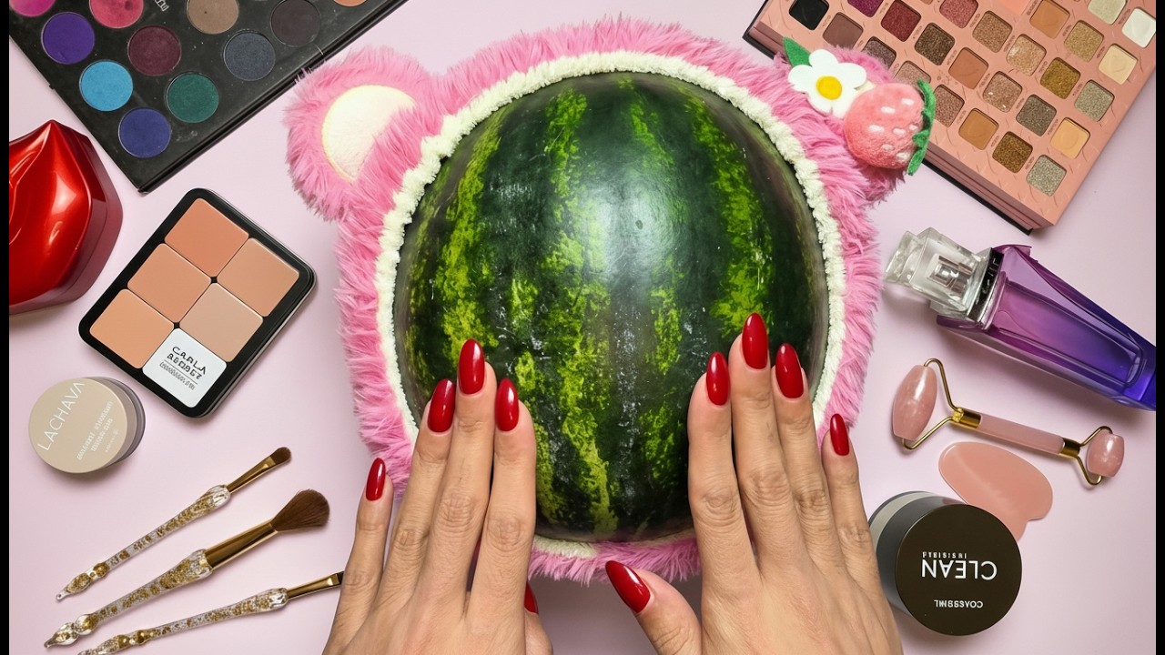 ASMR Makeup on Watermelon 🍉 ( No Talking)