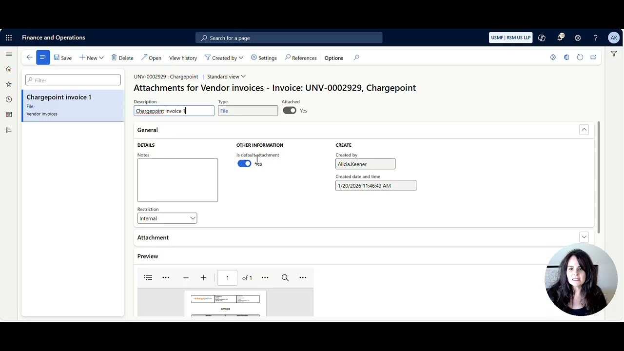 Pending Vendor Invoice Split Screen Attachment View