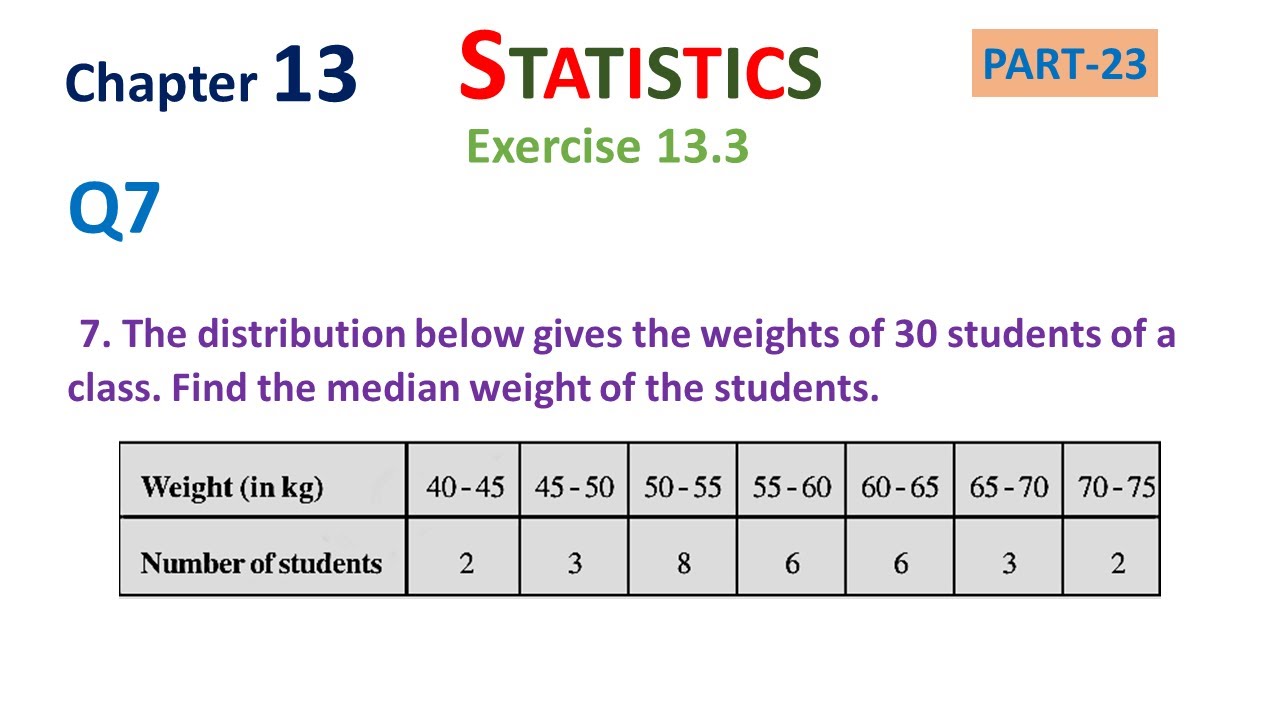 Part 23, Chapter 13, STATISTICS, exercise13.3, question 7 - YouTube