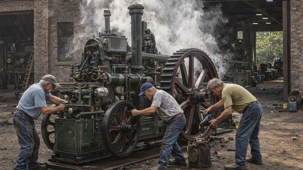 When Ancient Diesel Engines Wake Up (1881–1950s) | Cold Start & First Run After Decades