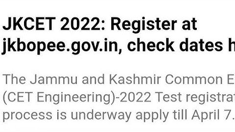 JKCET 2022 REGISTRATION START,HOW TO APPLY, ELIGIBILITY, EXAM,ADMIT CARD, RESULT DATE RELEASED