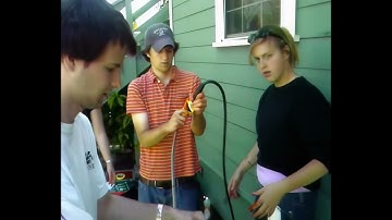 Matt and Ross Duffer preparing to spray blood - Shot on a 2004 Phone Samsung E710