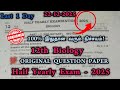 12th Biology Original Half Yearly Question Paper 2025 Important Question | 12 biology half yearly