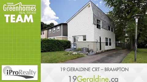 *SOLD* 19 Geraldine Crt - Brampton ON Listed by Yo...