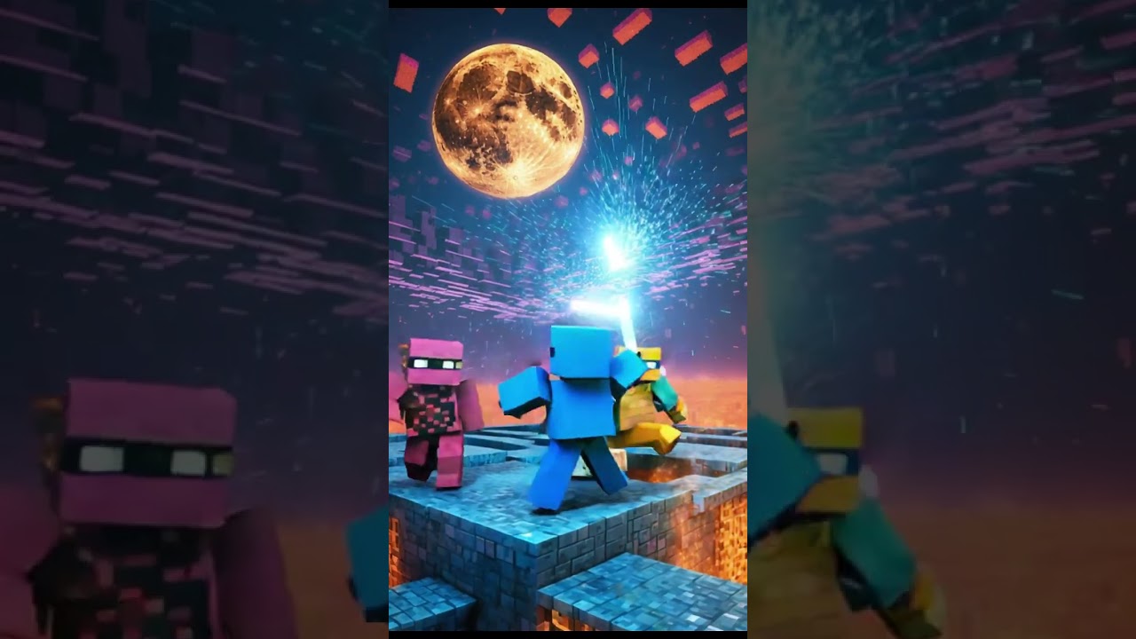 Voxel Turtle Showdown – Nighttime Rooftop Battle