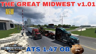 THE GREAT MIDWEST v1.01
https://truckymods.io/american-truck-simulator/maps/the-great-midwest
v1.01
Has seen the following cities and roads added,
Highways –

Cities
Total cities added to The Great Midwest
Baker
Belfield
Bismarck
Bowman
Buffalo
Cannon Ball
Deadwood
Dickinson
Mandan
Medora
Mobridge
Rapid City
Spearfish
Sturgis
Watford City
Williston
Jamestown
Mcintosh
Tioga

Also start of another Rail system in Williston and Deadwood.
Another connection to Montana.

Many miles of road network some may be tricky
Credits
geno 1964