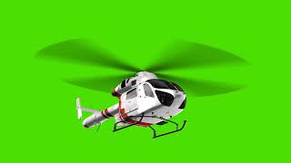 White Civilian Helicopter In Flight  On Green Screen - Free Green Screen - Free Use