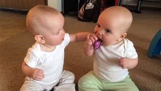 Twin Babies Sharing A Pacifier | Lovely Baby