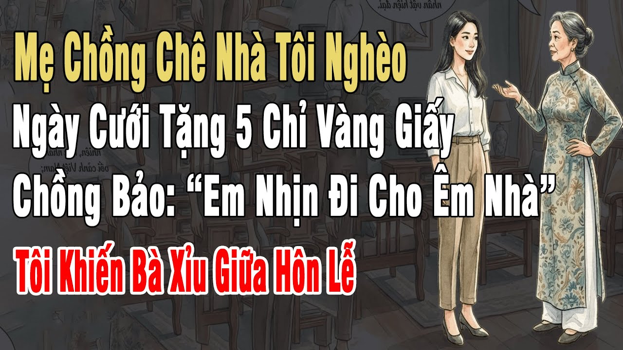 Mẹ Ck Chê Nghèo, Ngày Cưới Tặng 5 Chỉ Vàng Giấy, Chồng Bảo:“Em Nhịn Đi Cho Êm Nhà”, Tôi Khiến Bà Xỉu