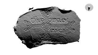 Dynamic lighting of 3D model of a decorated grave slab, Clonmacnoise, Ireland