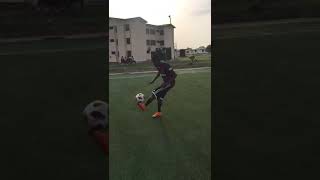 Showing skills at training pitch