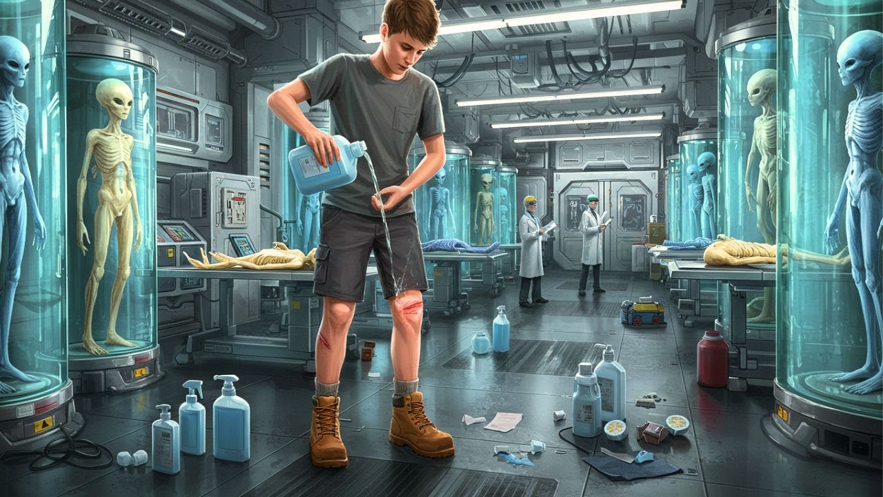 Extraterrestres horrorizados al ver a un humano limpiar sus heridas con alcohol