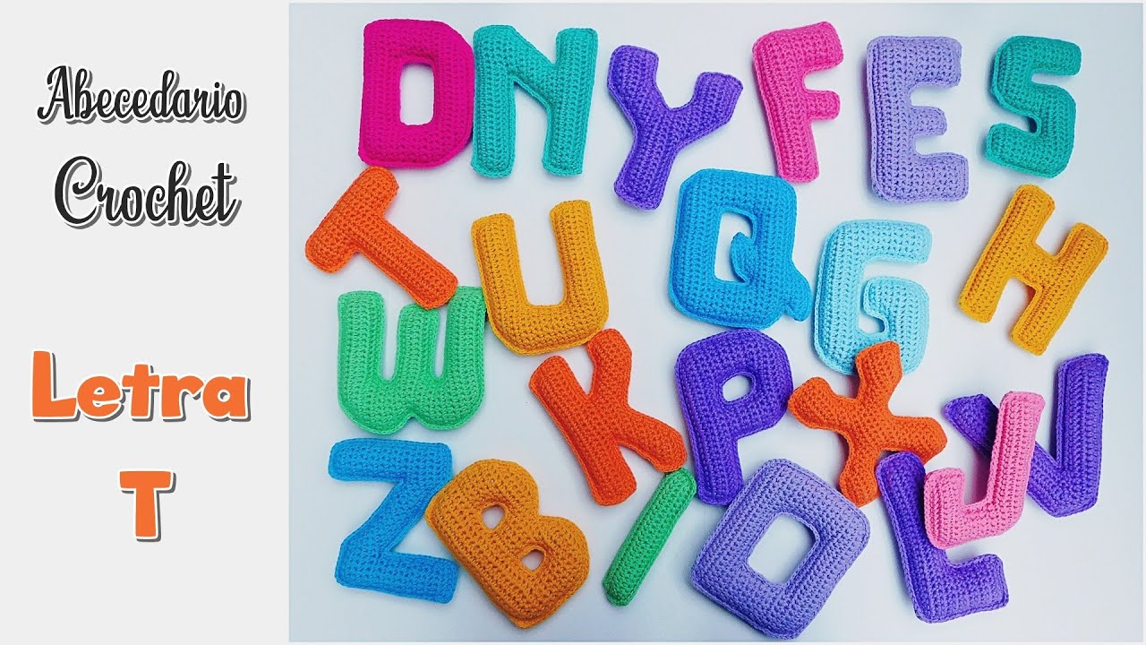 Como tejer a crochet, ganchillo Letra "T". Cartel Guirnalda Nombres