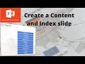 How to add a Table of Contents and an Index slide in PowerPoint