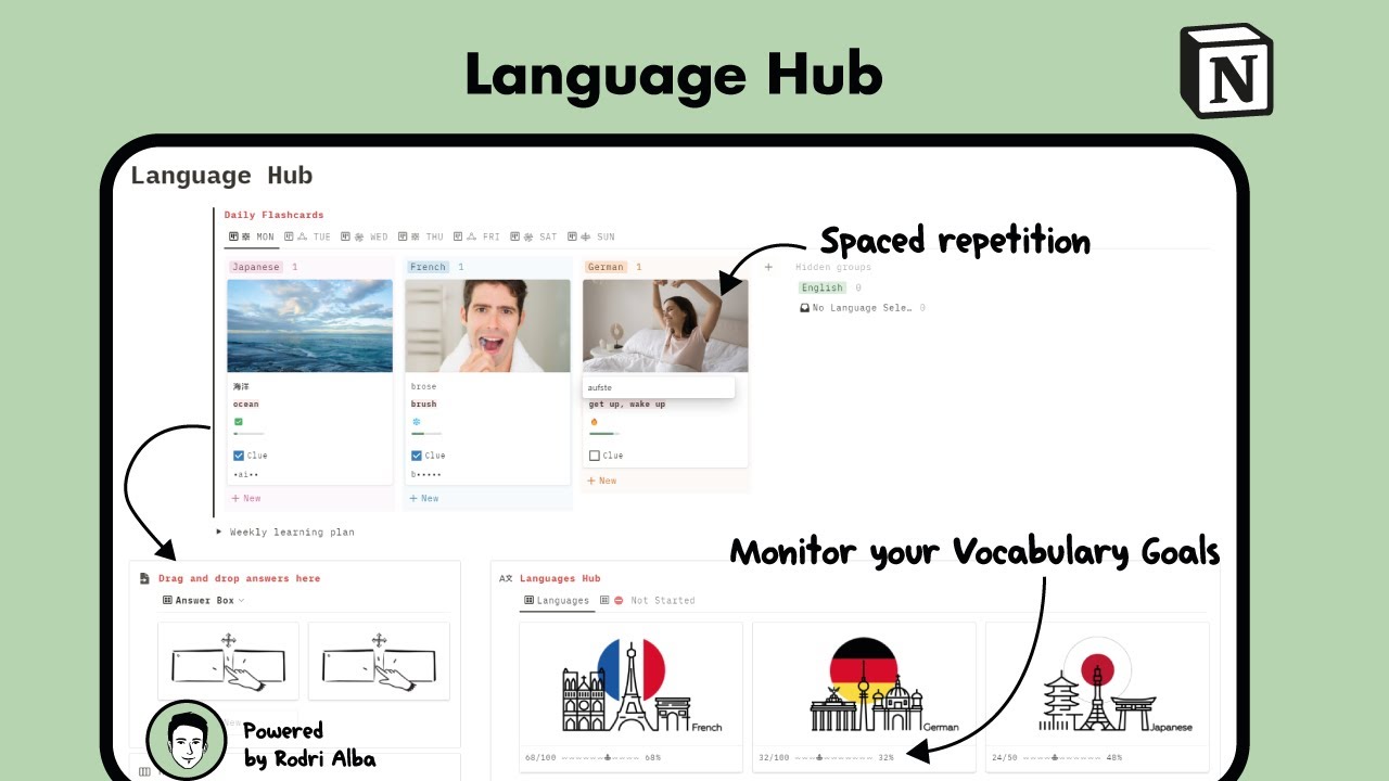 Language Hub Notion Template Track your Vocabulary YouTube