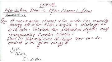 Unit:8 | Numerical | Non unifom flow in Open channel | BE/Diploma Civil | Prashant YT | Hydraulic