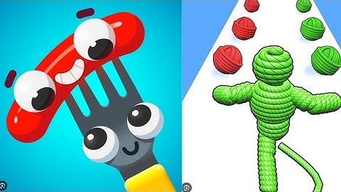 🟣🌓💥Rope man run   Vs Fork n sausage- Funny satisfying ASMR  Best Mobile Game Walkthrough