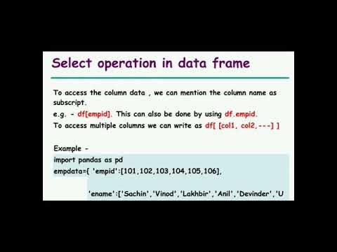 Python Pandas_ Select operation in Dataframe with example - YouTube