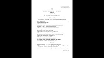 CU 2021 ● B.Sc  Honours ● Computer Science Part III ●Paper VI Question Paper