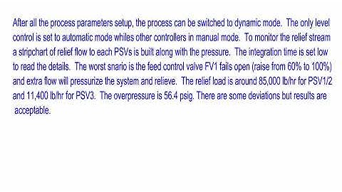 Dynamic simulation for Relief scenario, Staggered relief valves