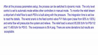Dynamic simulation for Relief scenario, Staggered relief valves