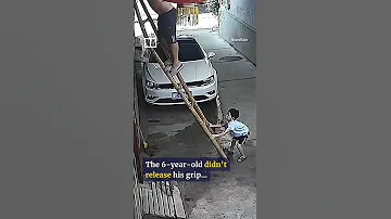 Chinese boy saves father from nasty fall by holding broken ladder steady #shorts